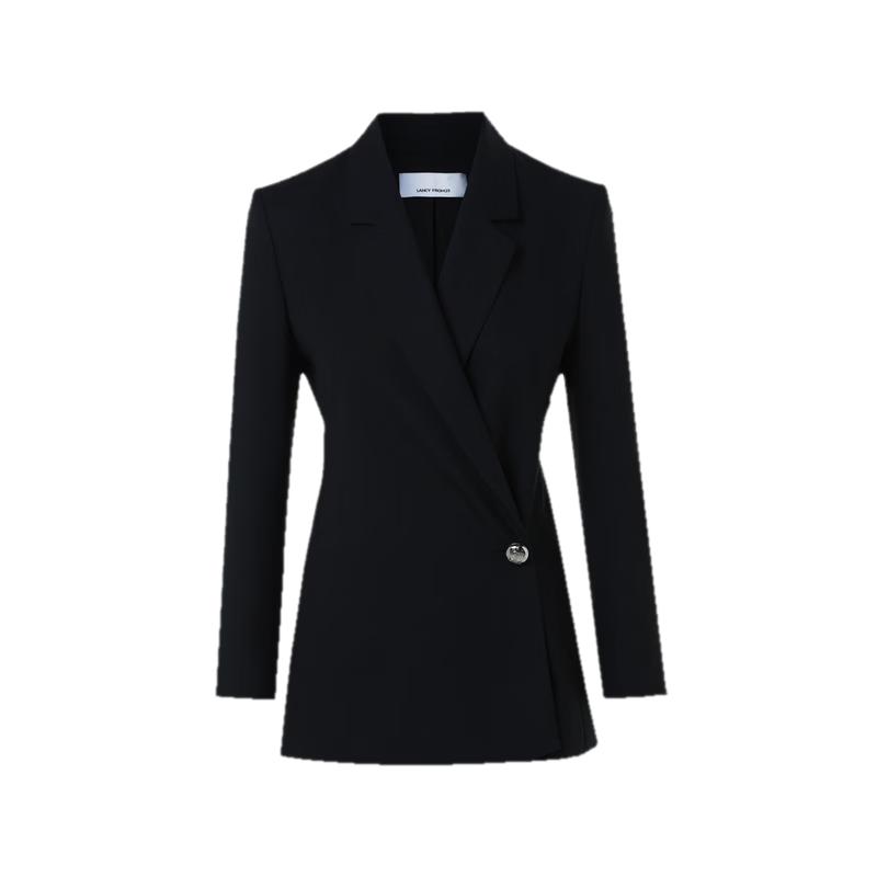 

Langzi Y25 Wool Notch Lapel Waist-Cinching Blazer L