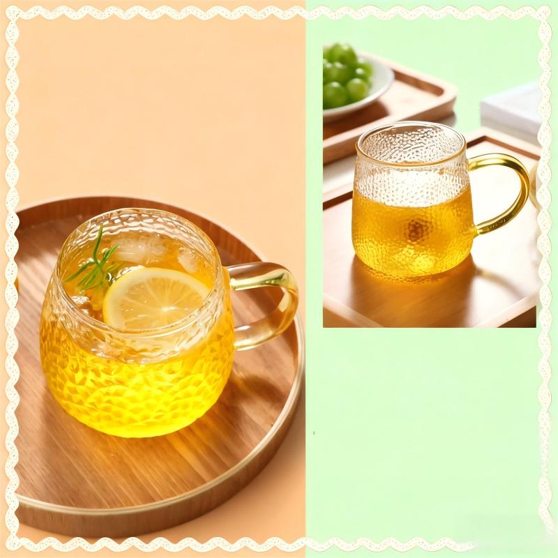 350ml/400ml Hammer Pattern Coffee Cup Juice Glass Mug Temperature Heat Resistant Hand Handle Tea Cup Household Drinking Cocktail
