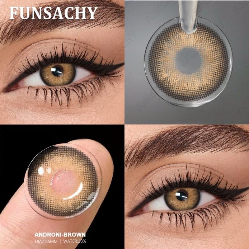 FUNSACHY 1 Pair Gray Color Contact Lenses Brown Natural Lens for Eyes Green Fashion Beauty Pupils Yearly Eye Makeup Accessories
