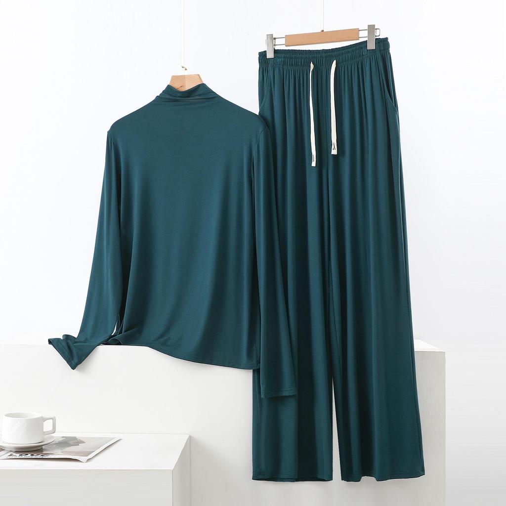 Damen Hochhals Langarm Pyjama-Set mit Schulterschutz - Weich, Glatt, Große Größen Sommer Nachtwäsche