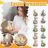 Simulated Flower Bunny Shaped Wooden Ornaments, Holiday Decoration Ornaments