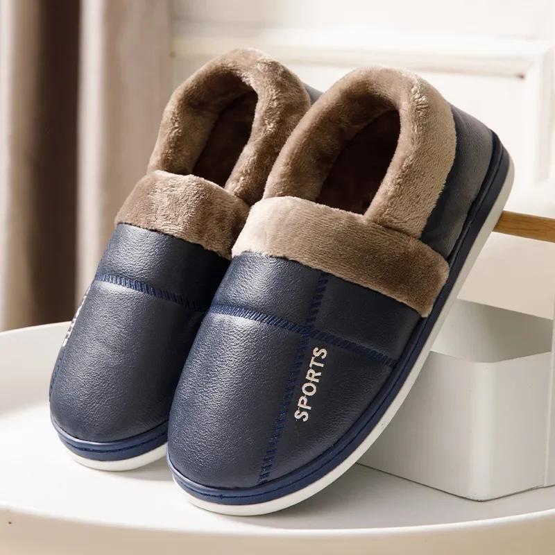 Big Size 47 48 49 50 Men Winter Warm Slippers Waterproof Large Size Home Bedroom Casual Shoes House Indoor Non Slip Slides