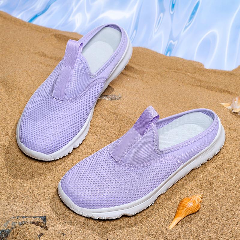 36-46 Unisex Slippers Men's Half Slippers Mesh Meter-breathable Men's Black Mueller Shoes