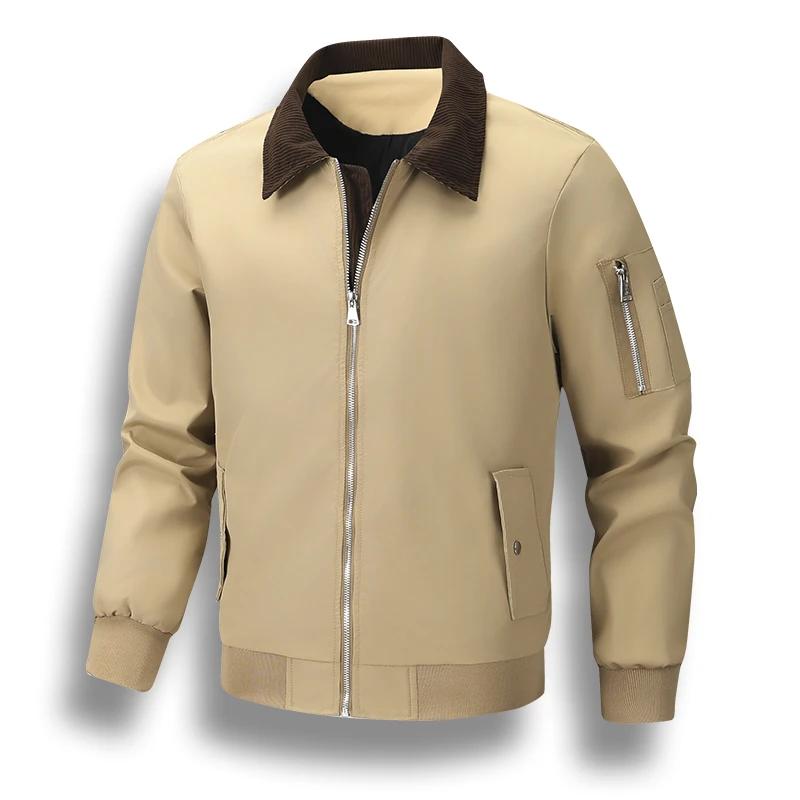 Jacket Men Vintage Turn Down Collar Spring Autumn Casual Coats Mens Patchwork Casual Outerwear