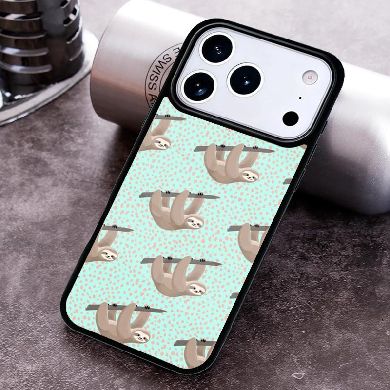 Kawaii Cute Sloth Phone Case for iPhone 17 16 15 Pro Max Air 14 13 12 11 Plus Shockproof Cover