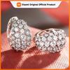 Huitan Geometric Design Women Hoop Earrings Full Bright CZ Fashion Lady Party Wedding Accessories Charming Jewelry for Daily