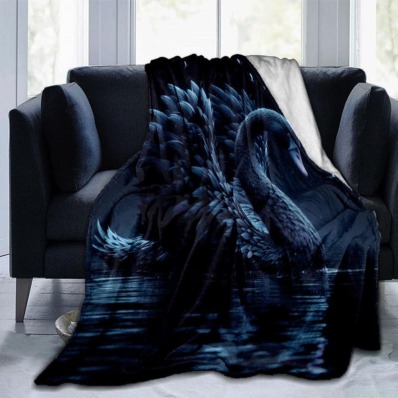 

1pc Swan Printing Lightweight Flannel Blanket, Comfortable and Warm Blanket, for Camping Sofa Bed and Couch Office, Gift 100x150cm