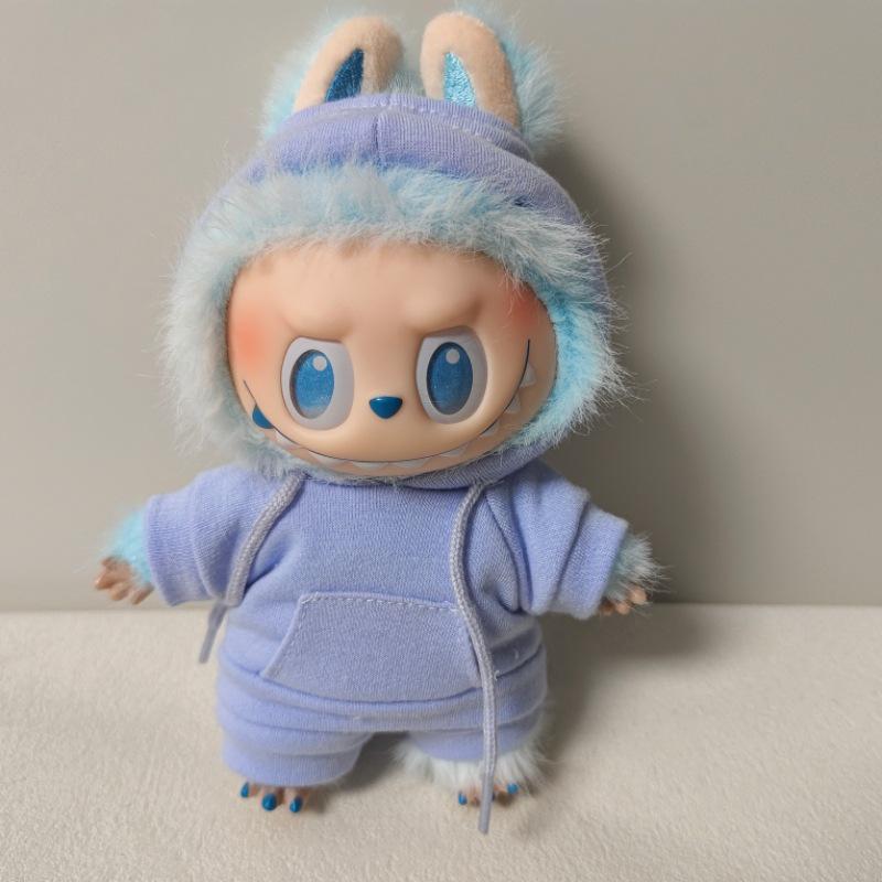 17CM Labubu Vinyl Macaron Blind Box: Casual Hoodie Set & Changeable Outfit Pendant