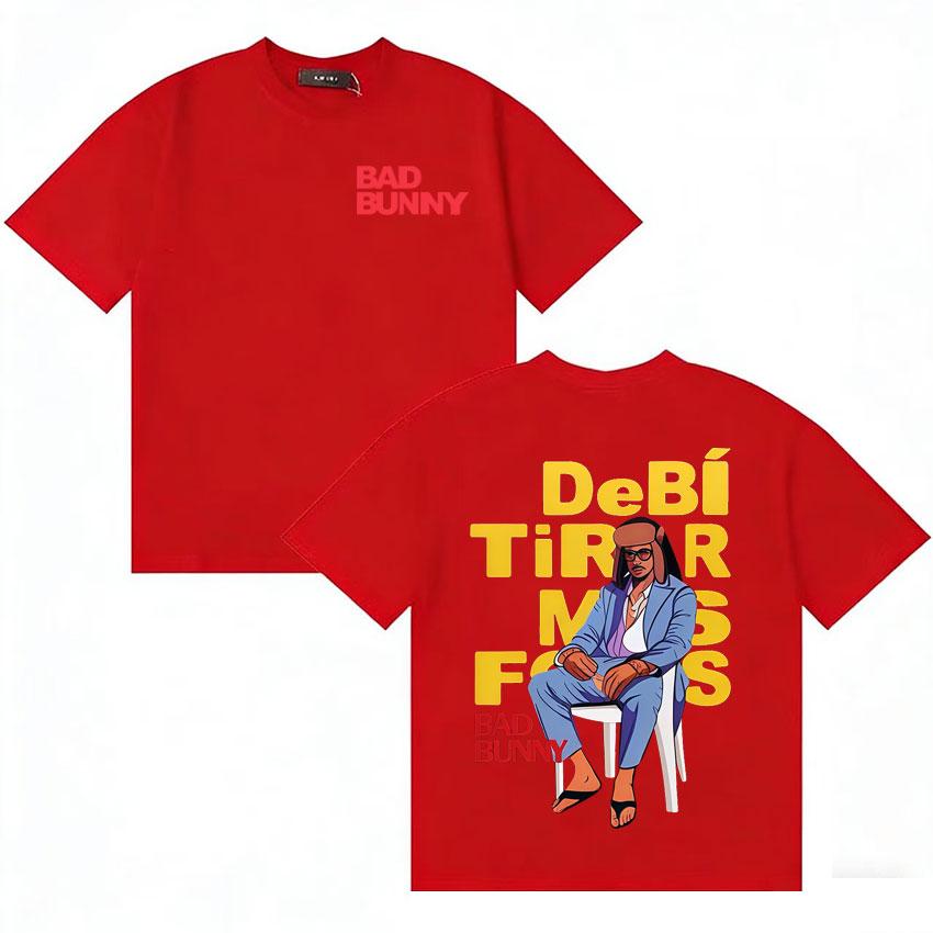

Singer Bad Bunny Gothic Graphic Double Sided Print DTMF Summer Crewneck Tshirt Unisex Women Casual Oversized Short Sleeve Tshirts S
