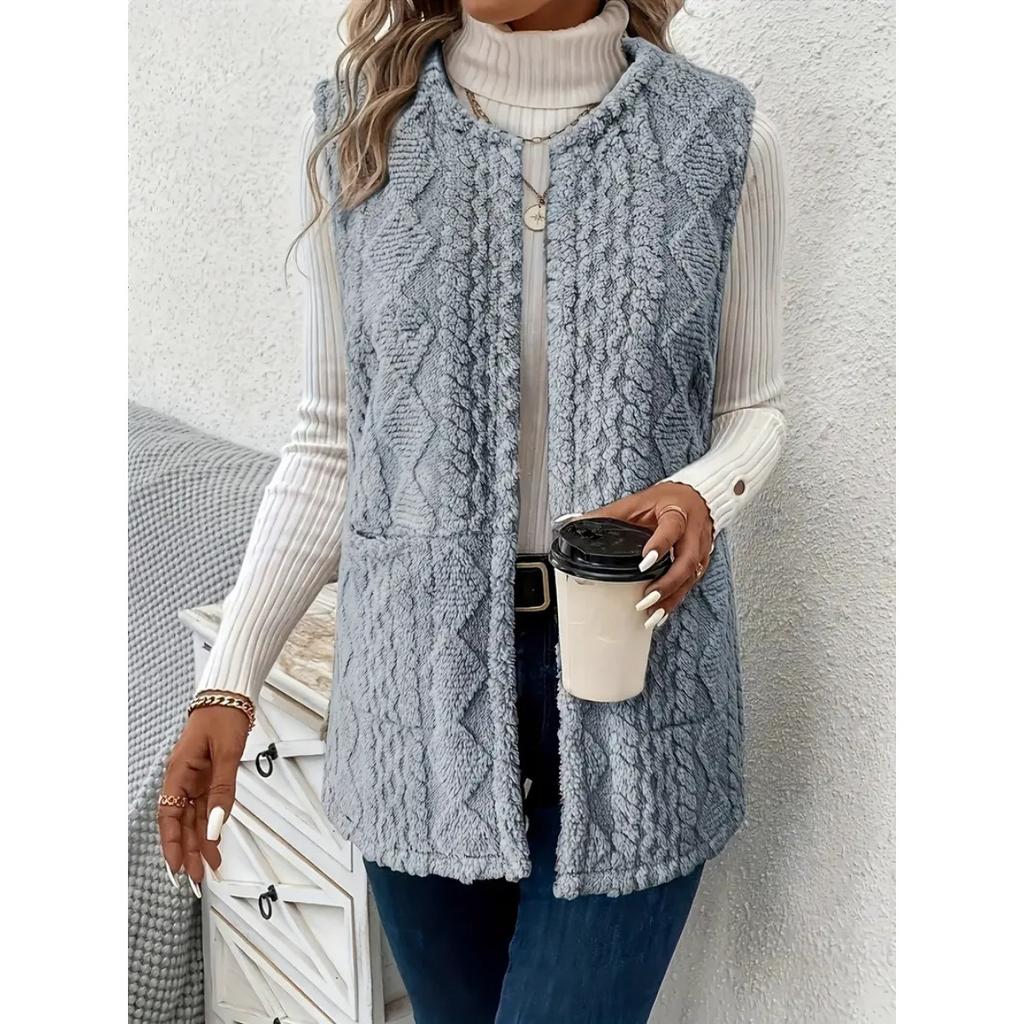 New Elegant Women's Faux Fur Teddy Vest Jacket Casual Sleeveless Outwear