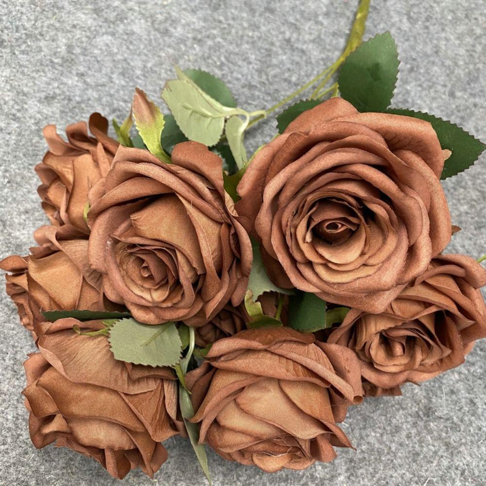 Retro 9 Köpfe Künstliche Blumen Realistisch Bunt Künstliche Blume Seidenblume Hochzeit Zuhause Party Dekoration
