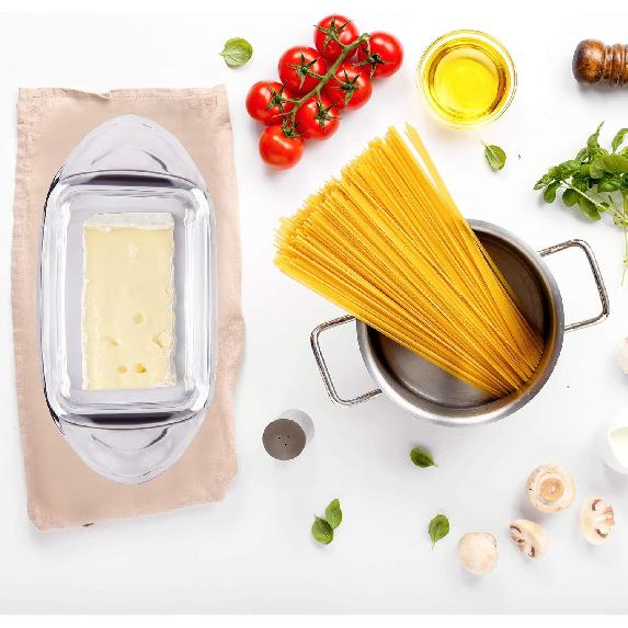 Stainless Steel Butter Dishes, Entemah Premium Butter Pan with Lid and Easy Grip Handle, Silver