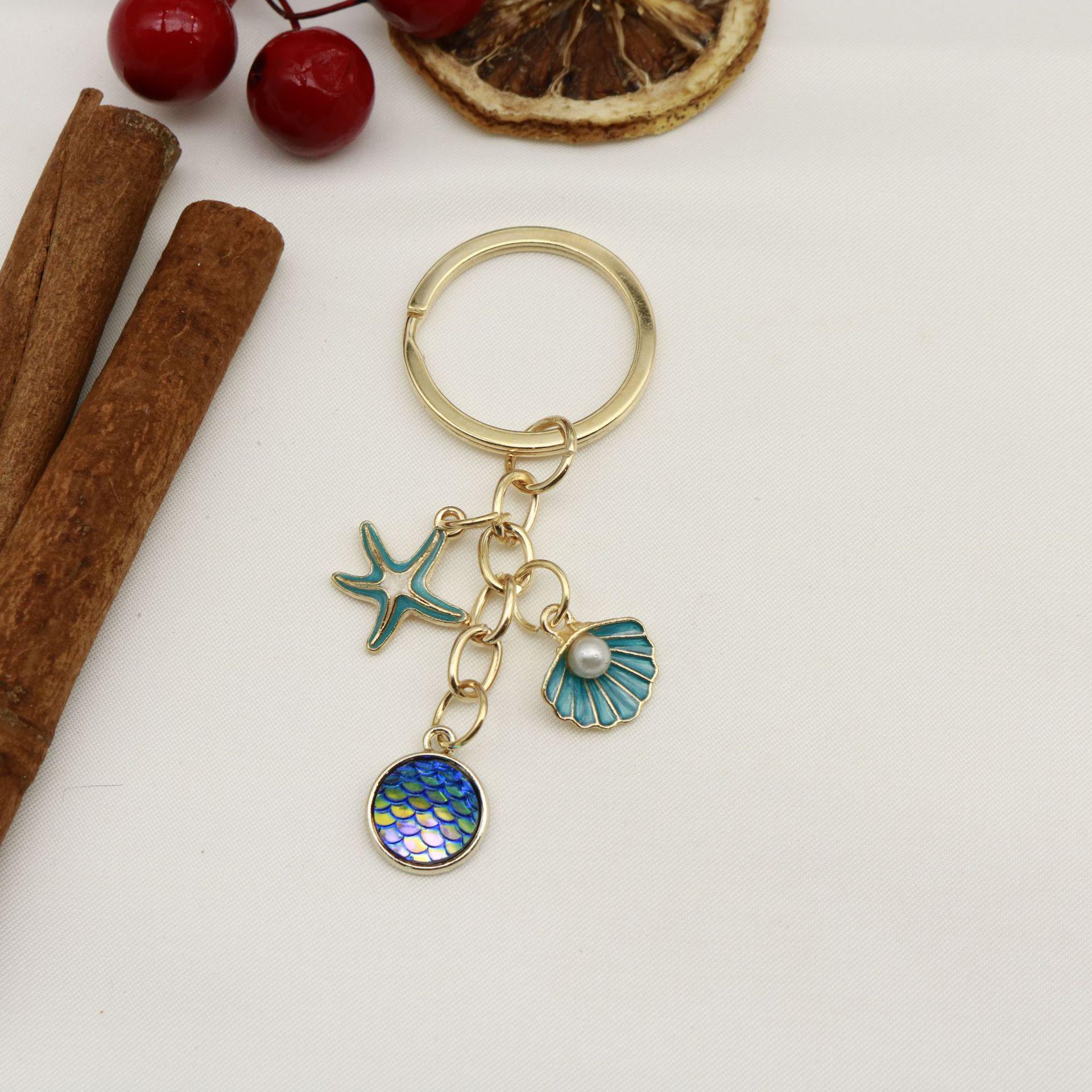 Creative Starfish Drip Oil Keychain Pendant for Girls