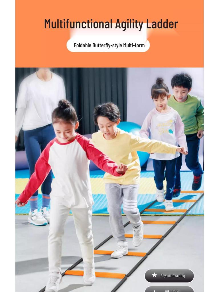 Escada Multifuncional de Agilidade e Fitness Infantil: Design de Borboleta, Amarelinha, Barreiras, Step Trainer de Basquete, Escada de Corda.