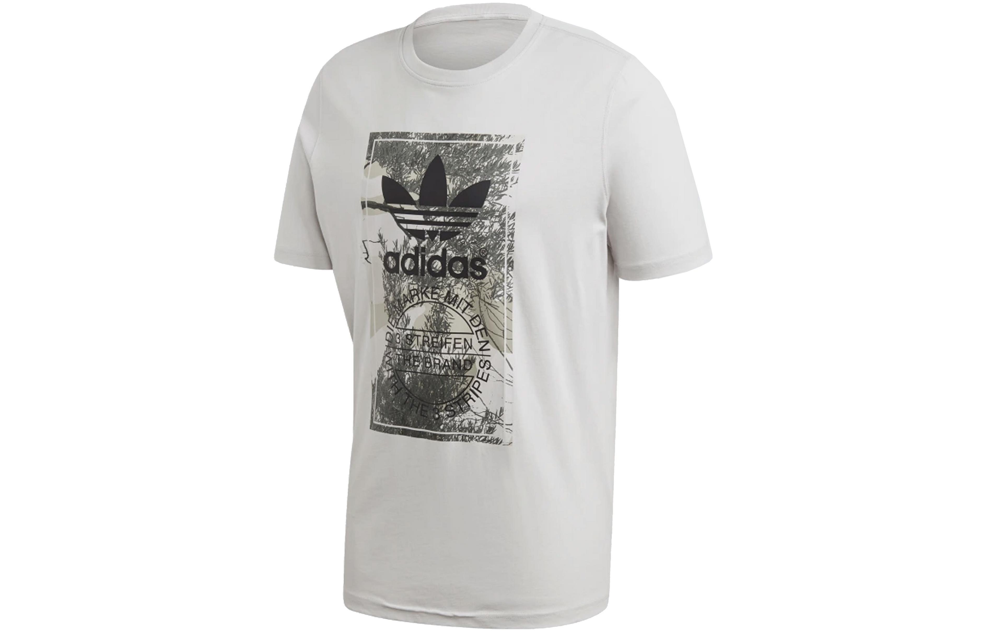 Adidas Originals T Shirts Men s Light Gray Crew Neck Moderate Straight Fit GD5952 XS