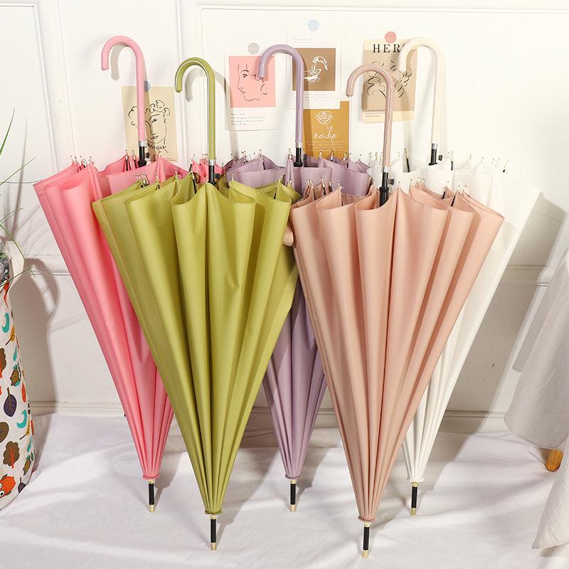 16-Rib Wind-Resistant Long Handle Umbrella with Custom Logo