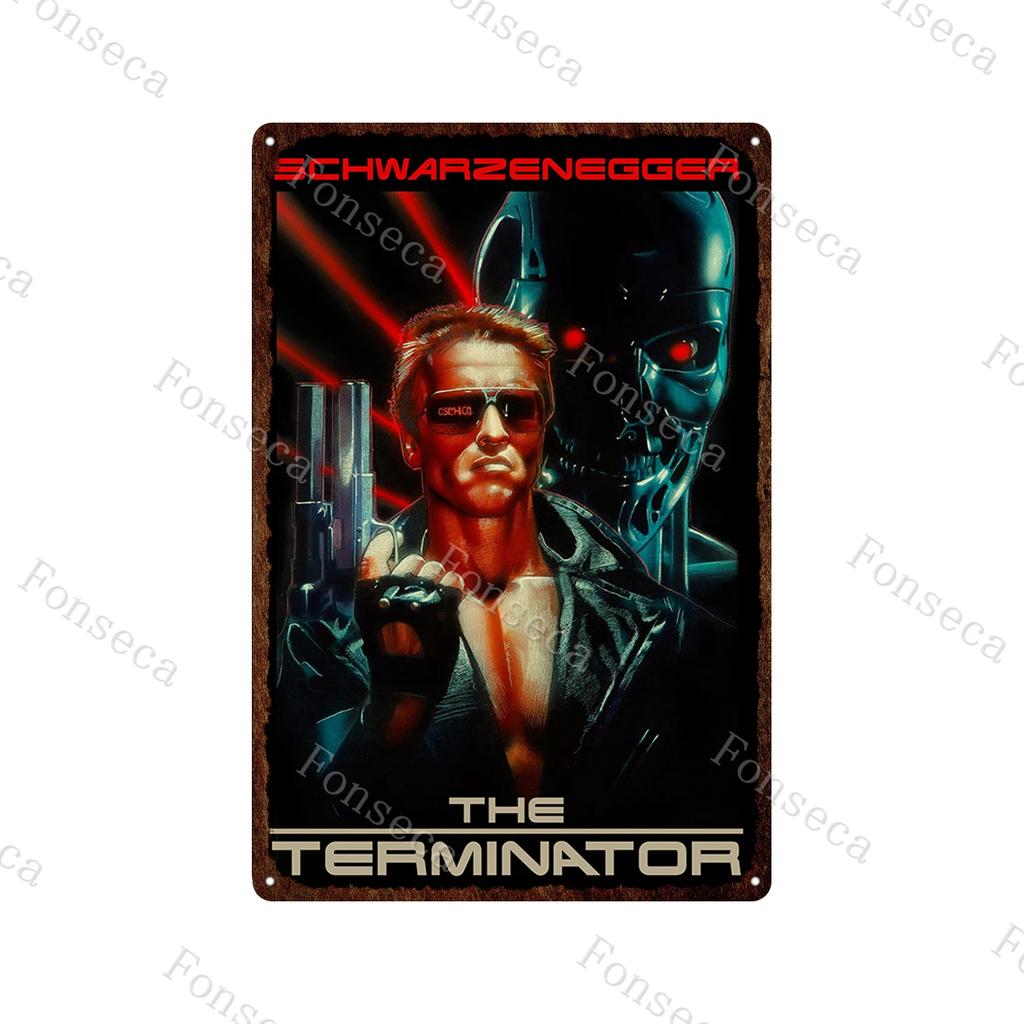 Terminator 2 Movie Metal Poster Tin Sign Classic Movies The Terminator Metal Plates Home Decoration Wall Art Iron Paining