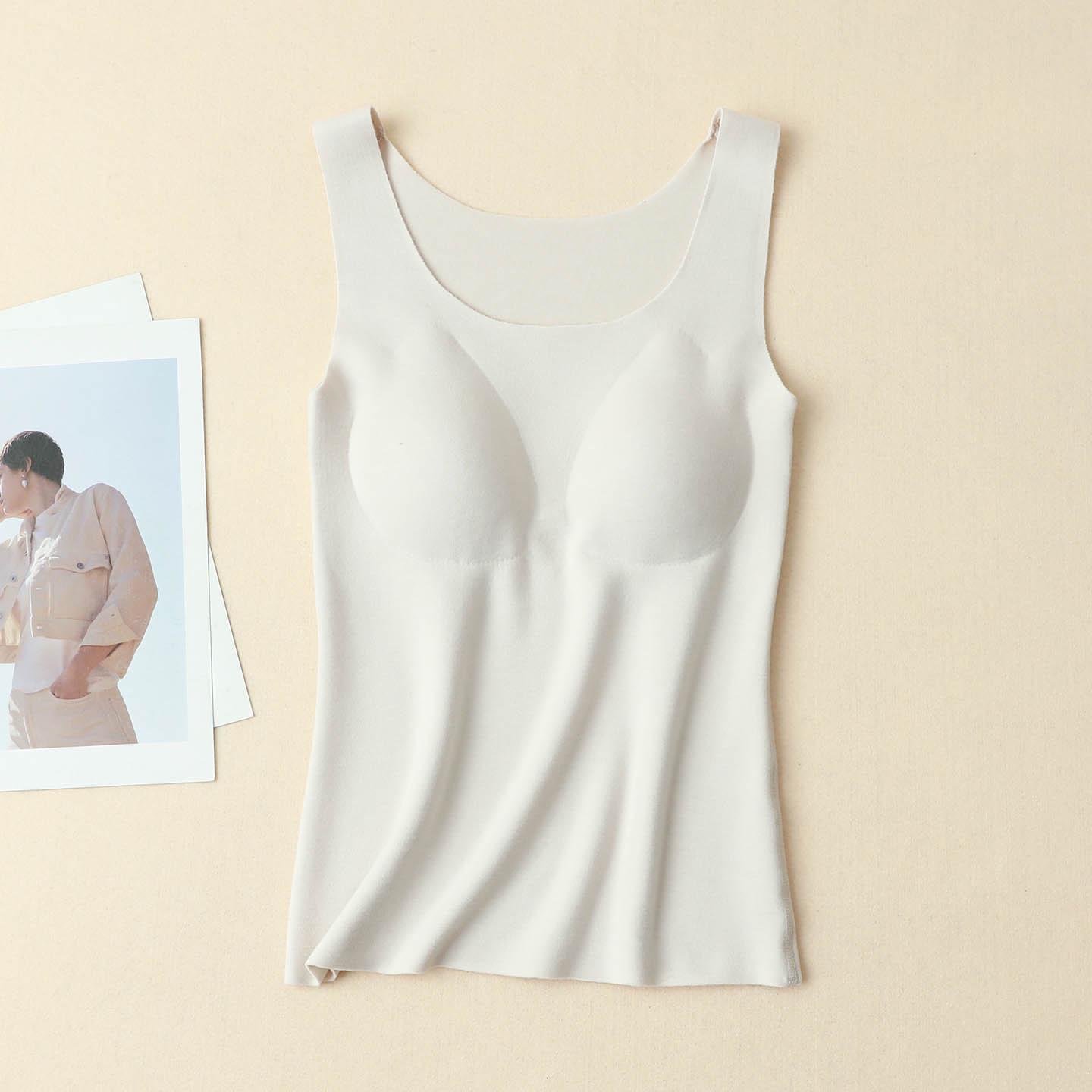 Женский бесшовный теплый бра-жилет из шелка-тусса с чашечками - Базовый слой Осень/Зима Large