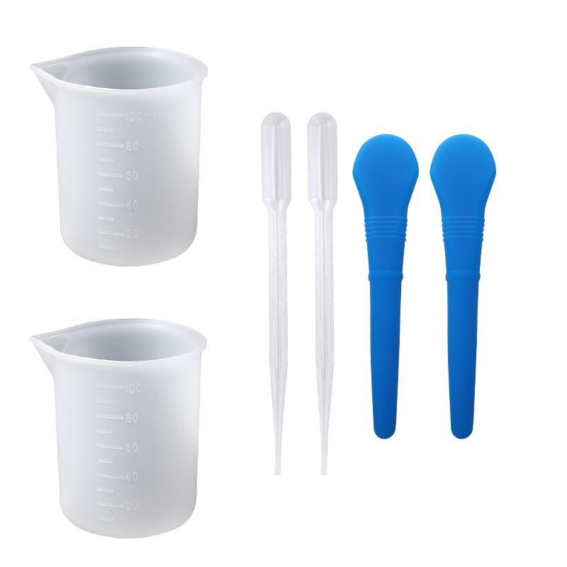 Easy Clean Silicone Resin Measuring Cups Tool Kit with Stir Sticks Pipettes Spatula Finger Cots for Epoxy Resin Mixing Supplies