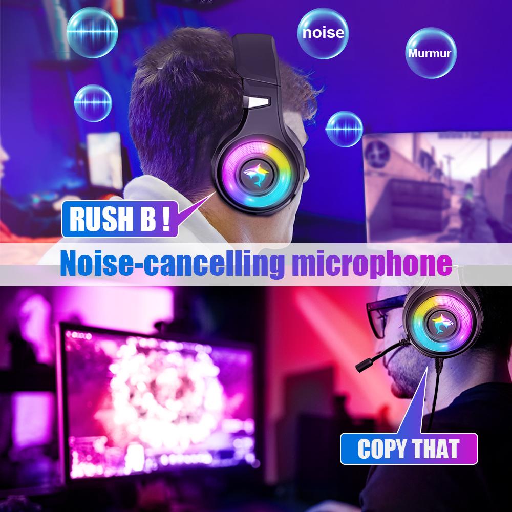 Colorful RGB Noise Cancelling Gaming Headphones For PC PS4 XBOX  7.1 Surround Sound Headset Gamer Helmet with Microphone