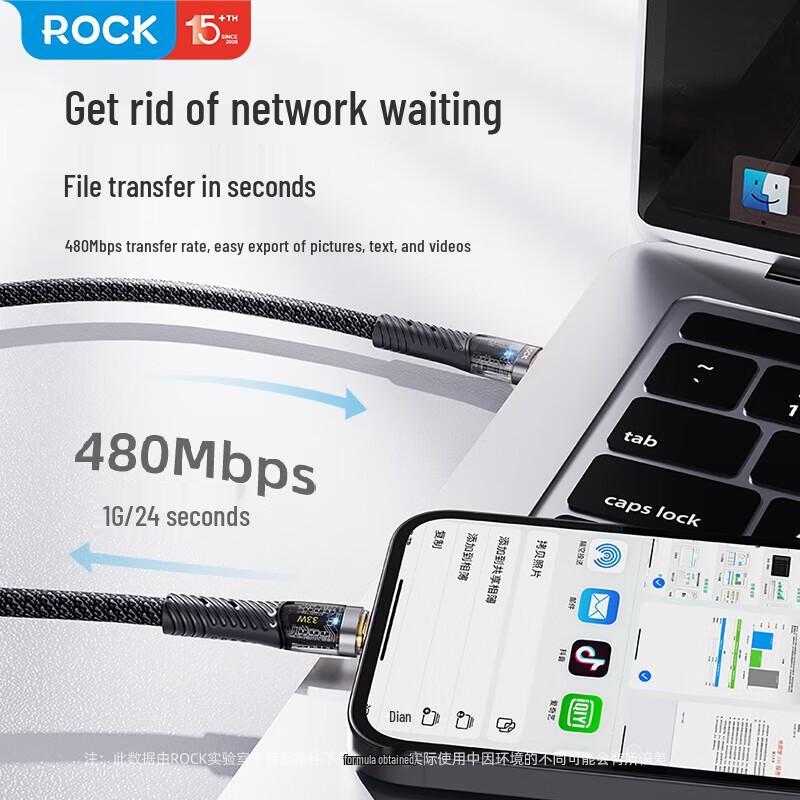 ROCK Z21 PD33W Transparent Fast Charging USB-C To Lightning Cable