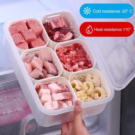Food Storage Box Divided Snack Serving Tray with Lid BPA Free 6 Compartments Snack Box Portable Storage Organizer