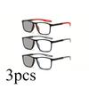 3pcs of fashionable rectangular pochromic reading glasses sports color blocking and color changing reading glasses