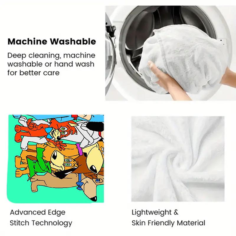 Vibrant Cartoon Animal Print 2D Flat Pattern Flannel Blanket High quality All Seasons Warmth and Comfort Perfect for Christmas Gifts.