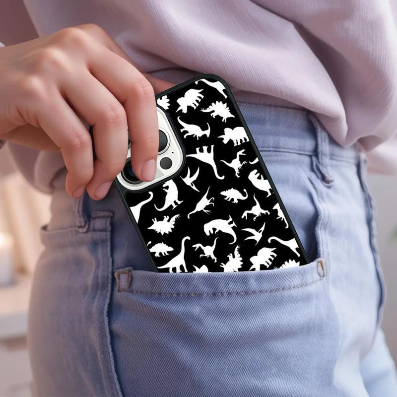 Dino King Floral Dinosaur Phone Case For iPhone 17 Air 15 16e 14 13 Pro Max Coque 12 11 Pro Max PLUS Cover