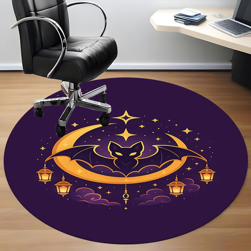 1pc Moon Bat Office Round Area Rug,  Mat Suitable ForOffice, Under Office Chairs Bedroom Living Room Home Decor, Room Deco
