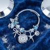 Ocean-Themed Multi-Pendant Bracelet With Watch Fashionable And Suitable For Commuting Stainless Steel Handmade Beaded Bangle