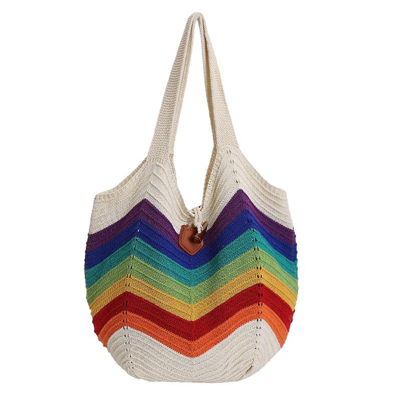 Knit Tote Bag For Women With Large Capacity And Hollow Design For Daily Use