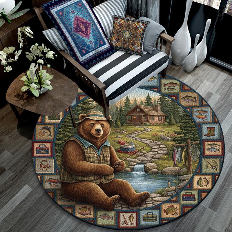 Tappeto Rotondo con Stampa Cartoon, Tappeto per Soggiorno Camera da Letto Divano Sala Giochi Decorazione, Tappetino Antiscivolo