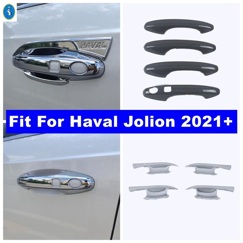 For Haval Jolion - 2024 Chrome Car Side Door Pull Doorknob Handle Catch Bowl Protection Decor Cap Cover Trim Accessories
