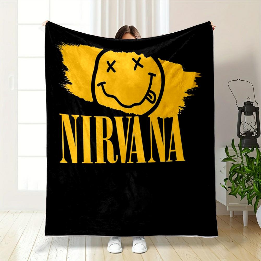 Nirvana Smiley Face Design bedroom blanket: printed Flannel blanket for bedroom, living room, sofa, and nap