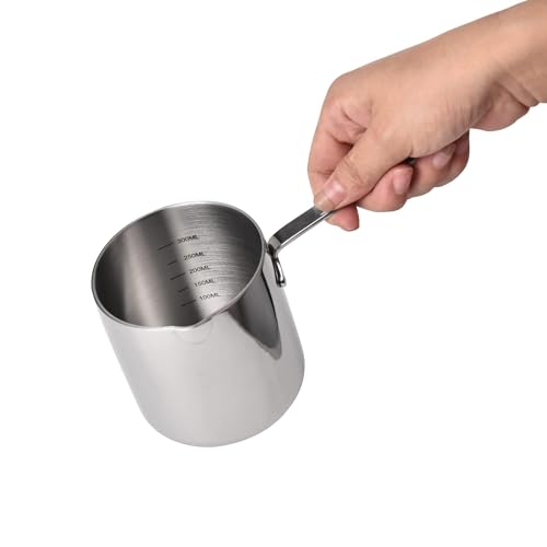 IMEEA Milk Pan, Single-Handed Pot, 18-10 Stainless Steel, Induction Compatible, Mini Milk Pan, Silver