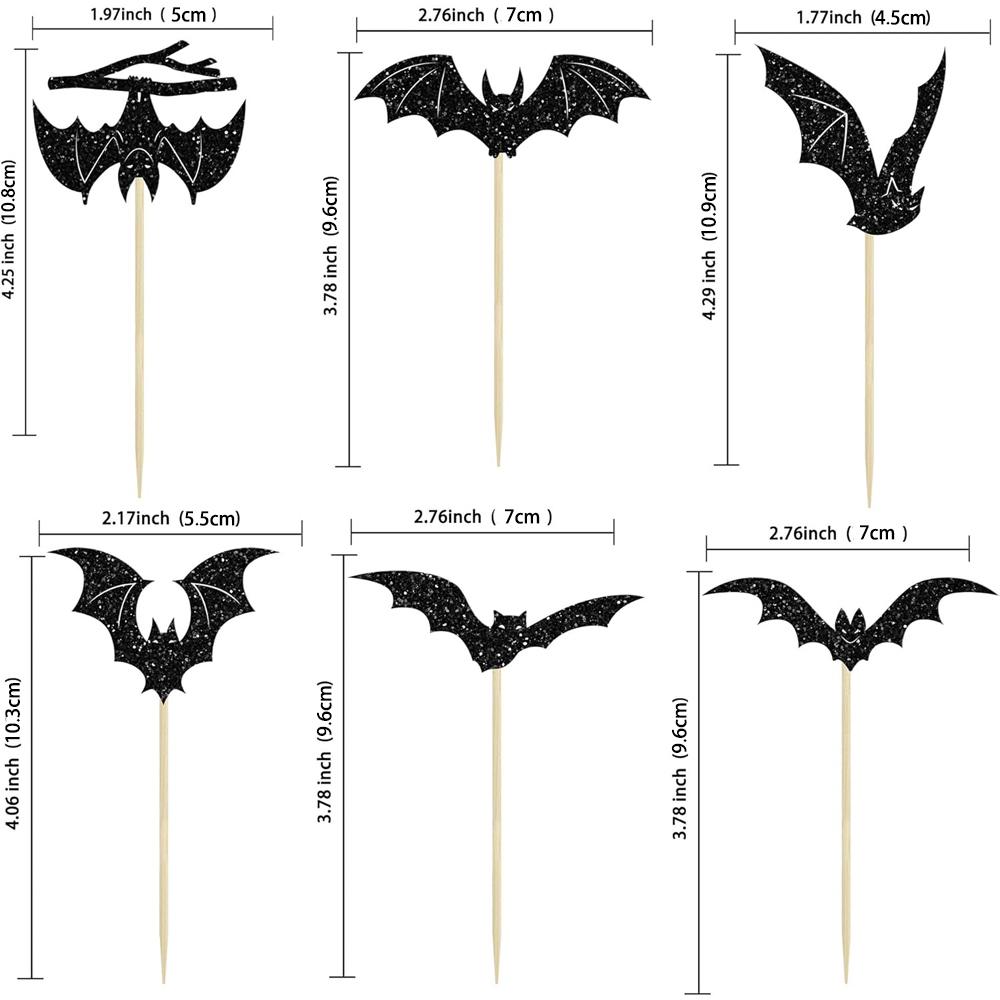 24pcs Halloween Cake Decoration Bat Birthday Cake Topper Halloween Birthday Party Cake Decoration Supplies Halloween Decoration