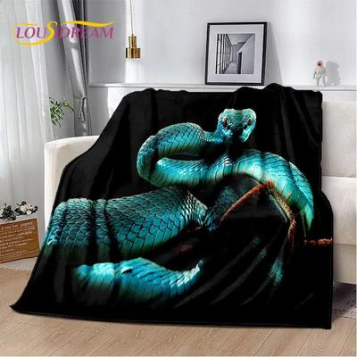 Gothic Horrible Snake Serpent Weiche Plüschdecke, Flanelldecke, Überwurf, Decke für Wohnzimmer, Schlafzimmer, Bett, Sofa, Picknick-Abdeckung, Kind