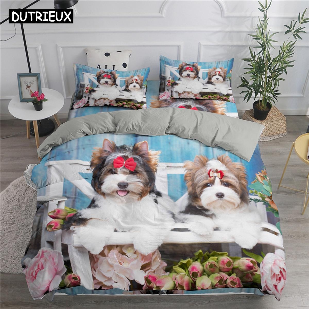 

Cozy Warm Queen King Single Lovely White Dogs Animal Fashion 3D Print Luxury Size Home Textile Decor Comforter Comforter (quilt)-EU Single(135*200cm)3pcs