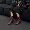 2025 Autumn and Winter New Small Square Head Thick Heel Low Tube Thin Martin Plaid Women's Short Boots