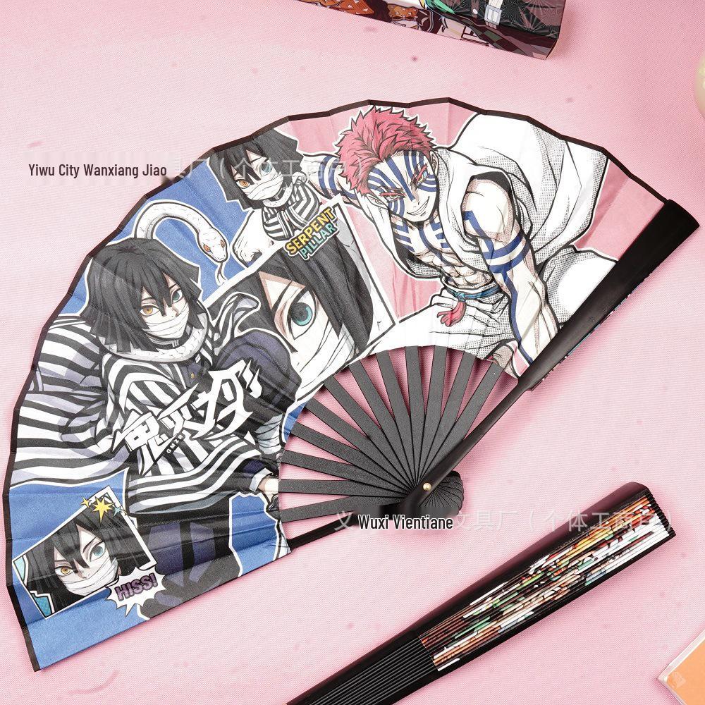 New 8-inch Folding Demon Slayer Fan: Cartoon Tanjiro & Nezuko Portable Summer Cool Fan