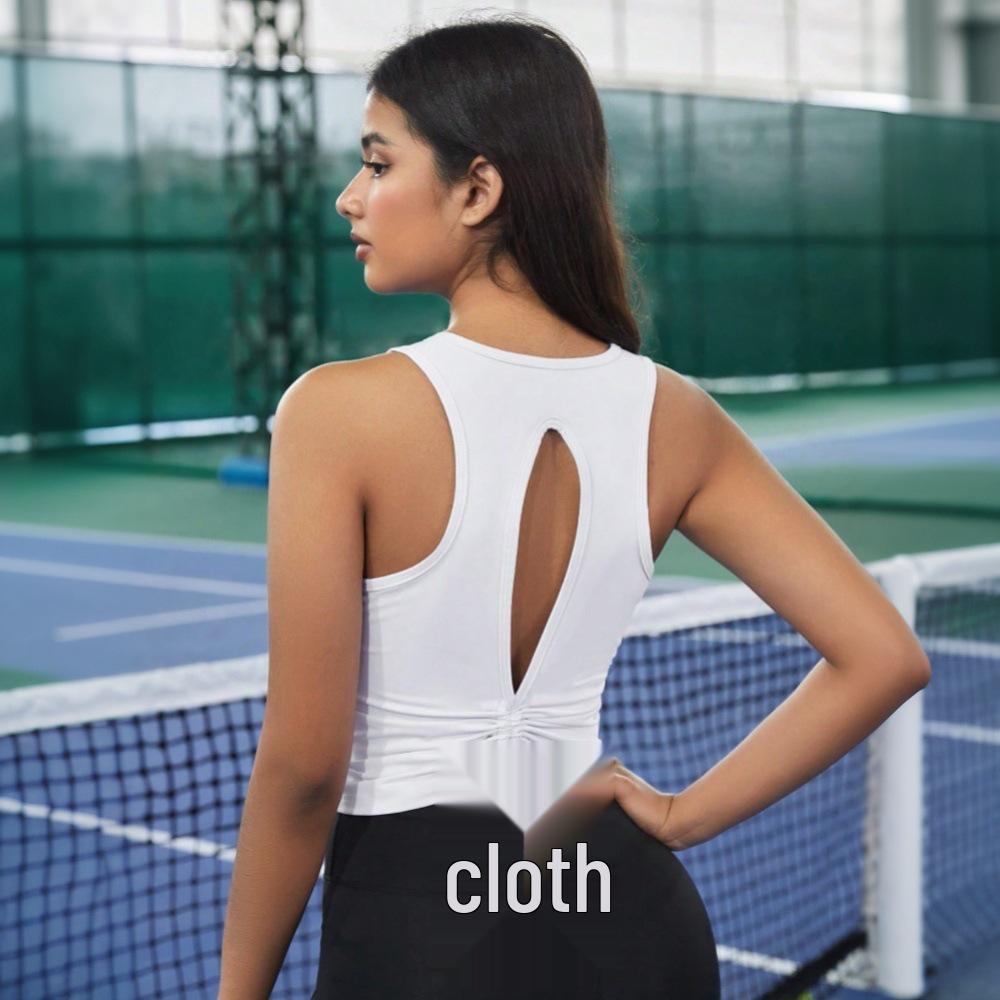 2025 Spring/Summer Women's Sporty Sleeveless T-Shirt with Back Cutout Design