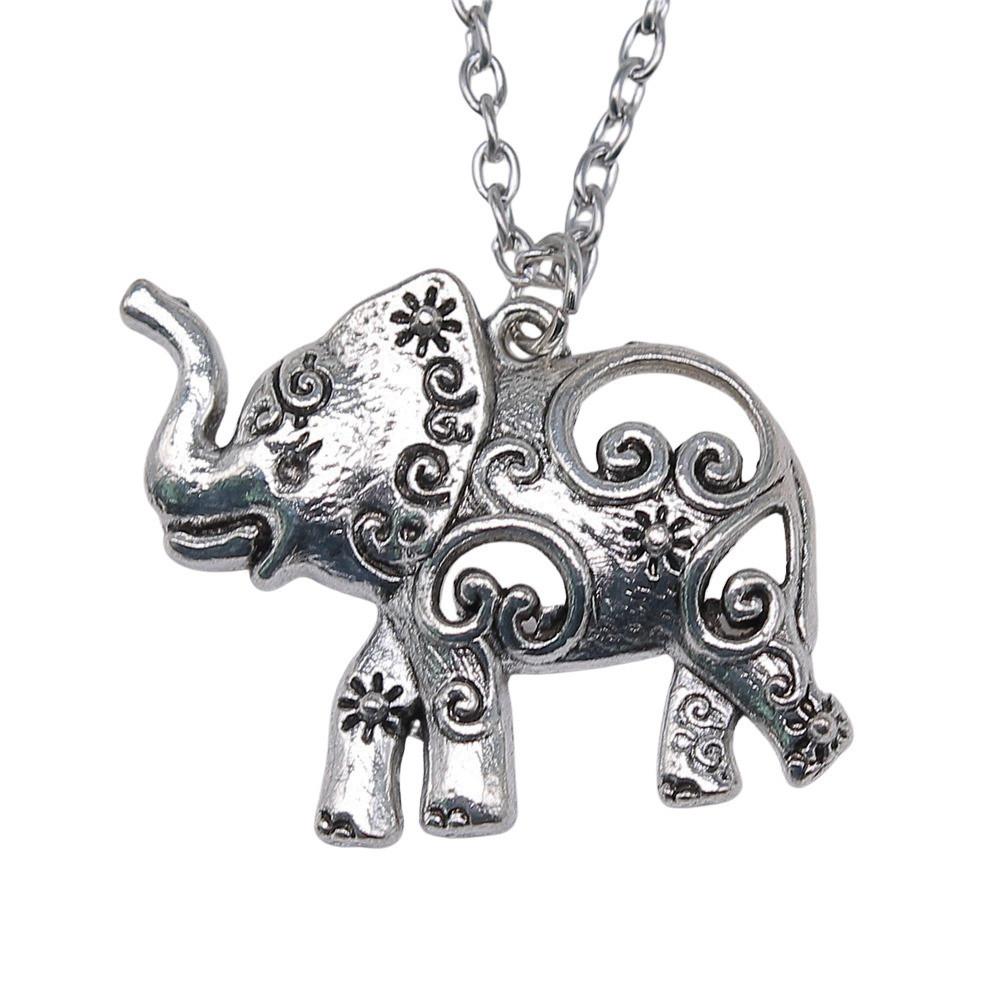 Elephant Head Pendant Necklace Lucky Boho Tribal Style Jewelry 45cm or 70cm Long Chain