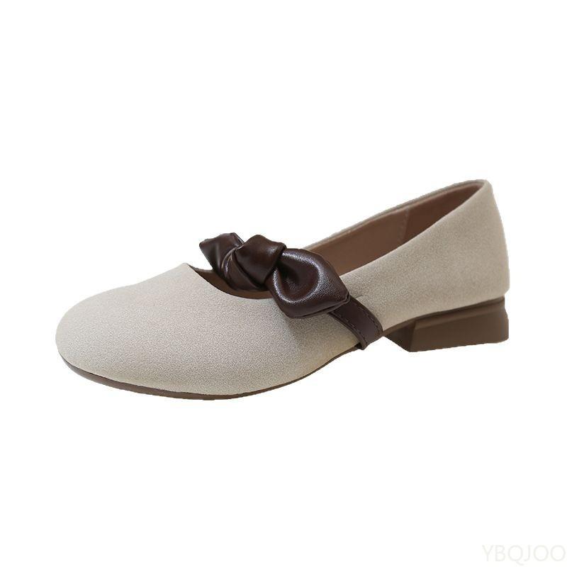 Gentle flat sole single shoe women's new spring bow shallow mouth comfortable soft sole simple comfortable women's shoes