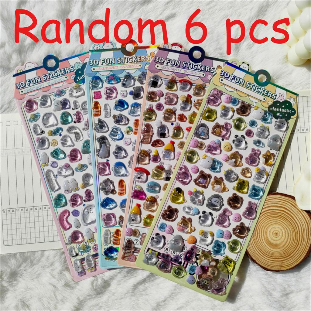 High-value Adorable Tiny Ghosts Youyou Family 3D Stereoscopic Crystal Sticker Materials Decorative Stickers for Kids' Stationery