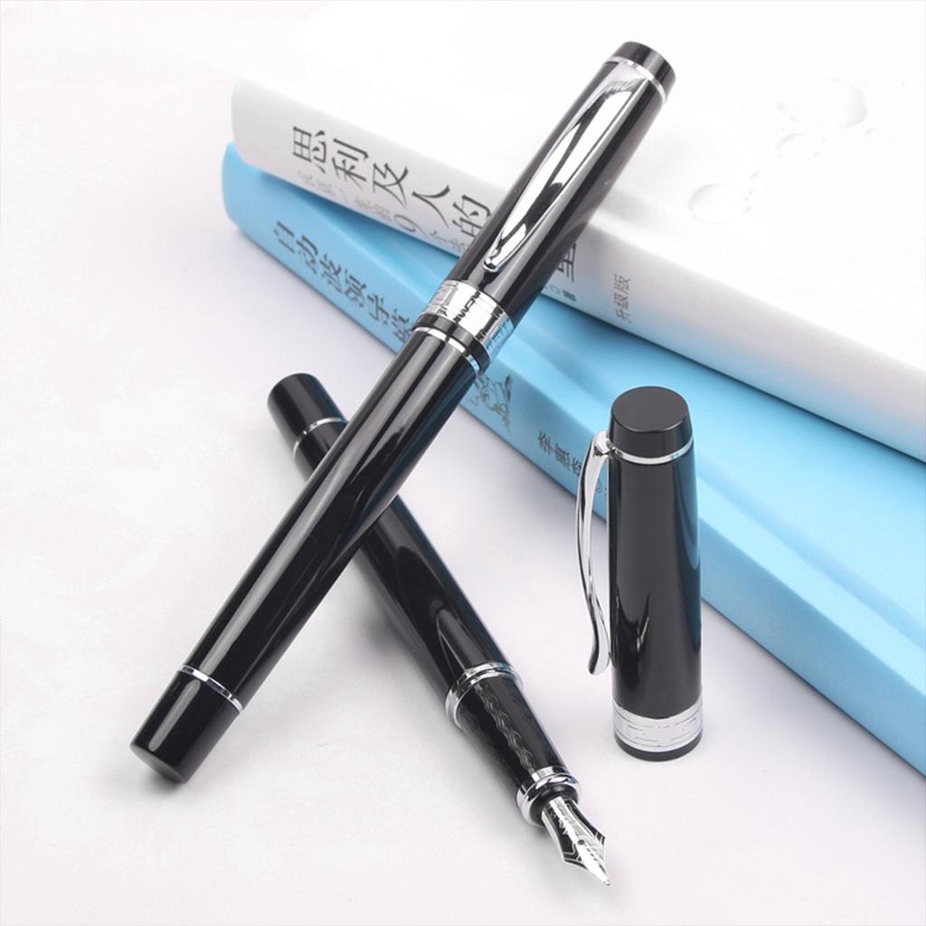 Luxury Black Metallic Fountain Pen Business Student School Practicing Calligraphy Ink Absorption Writing Father Men Gift