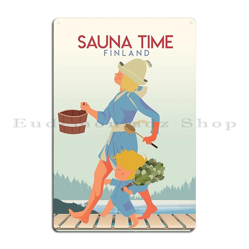 

Sauna Finland Metal Sign Designer Cinema Cave Living Room Club Tin Sign Poster 20x30cm（7.8x11.8inch）