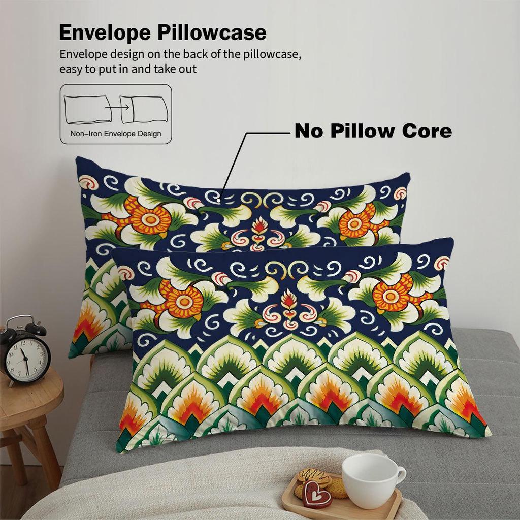 Duvet Cover Set med Keramiskt Kakelmönster - Digitaltryck, 3-delat Sängkläder