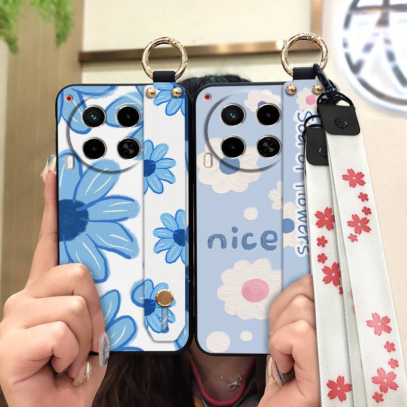 Waterproof Durable Phone Case For Tecno Camon30/4G/5G/CL6/CL7 Oil Painting Soft Case Kickstand Wristband Protective Ring
