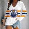 2024 Women's V-Neck NFL Team Long Sleeve T-Shirt with 3D Print Design